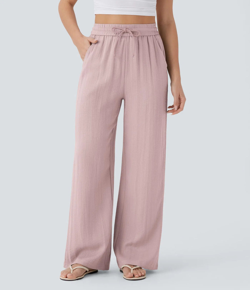 Drawstring side pocket casual linen trousers | Lindgren Studio