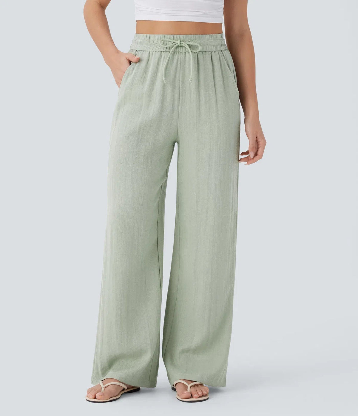 Drawstring side pocket casual linen trousers | Lindgren Studio