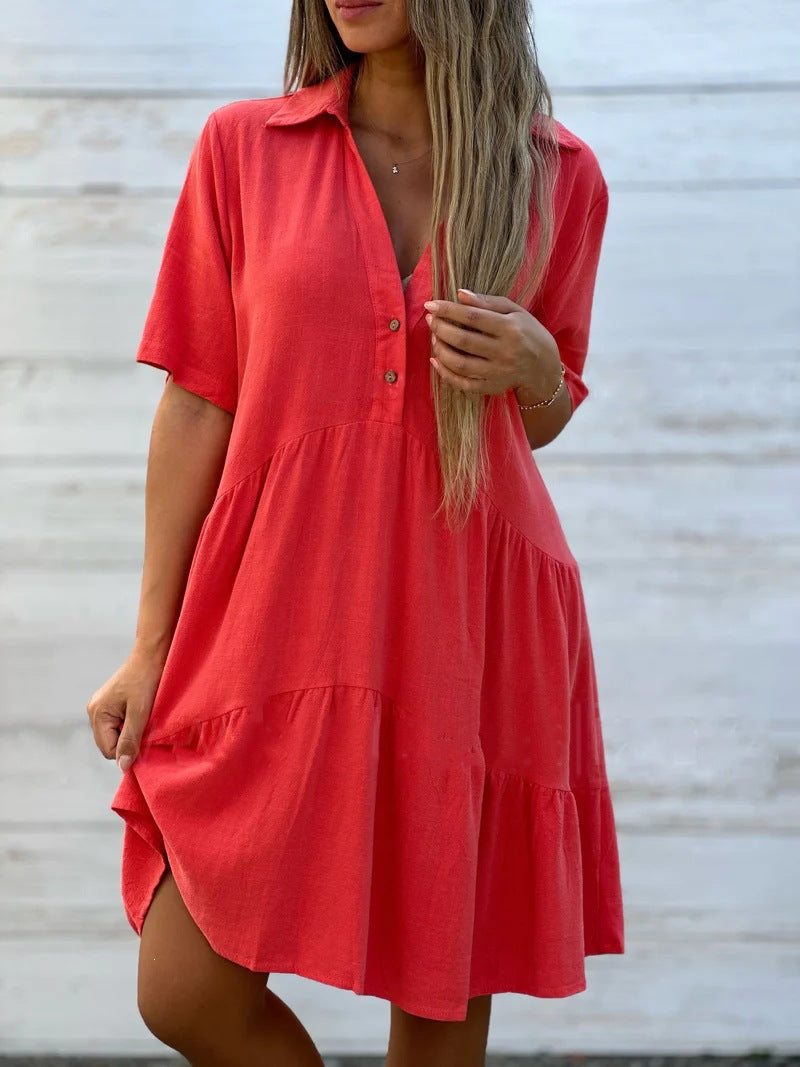Casual short-sleeved cotton and linen dress | Lindgren Studio