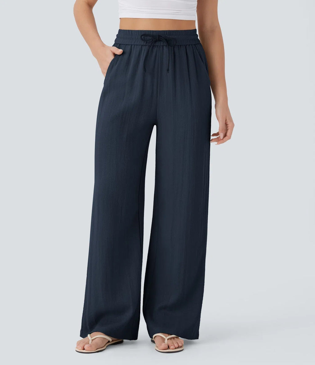 Drawstring side pocket casual linen trousers | Lindgren Studio