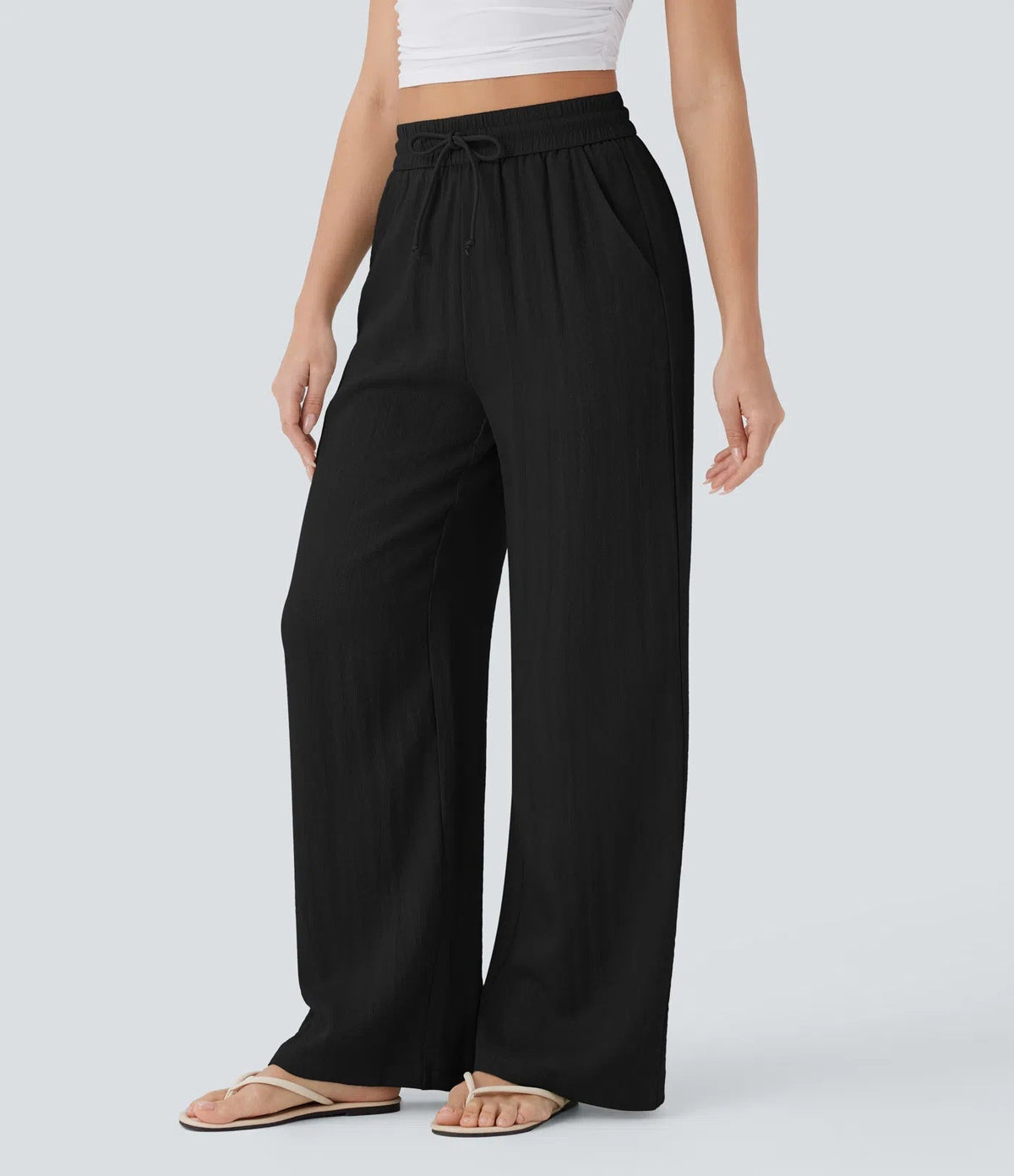 Drawstring side pocket casual linen trousers | Lindgren Studio