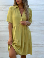 Casual short-sleeved cotton and linen dress | Lindgren Studio