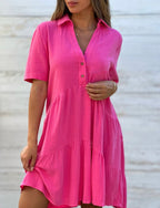 Casual short-sleeved cotton and linen dress | Lindgren Studio