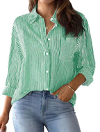 Printed striped cardigan casual long-sleeved shirt | Lindgren Studio