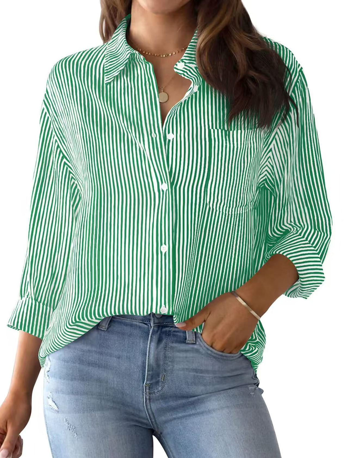 Printed striped cardigan casual long-sleeved shirt | Lindgren Studio