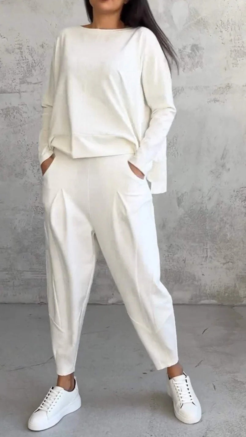 Solid color crew neck long-sleeved suit | Lindgren Studio