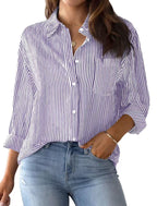 Printed striped cardigan casual long-sleeved shirt | Lindgren Studio