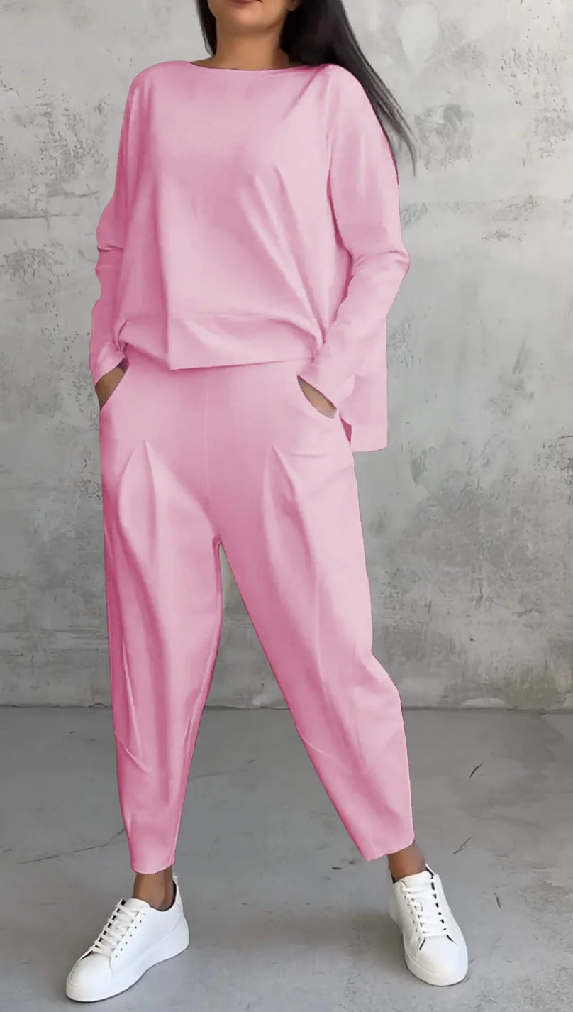 Solid color crew neck long-sleeved suit | Lindgren Studio