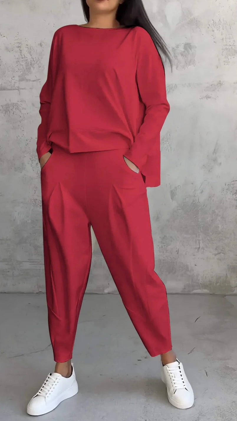 Solid color crew neck long-sleeved suit | Lindgren Studio