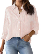 Printed striped cardigan casual long-sleeved shirt | Lindgren Studio