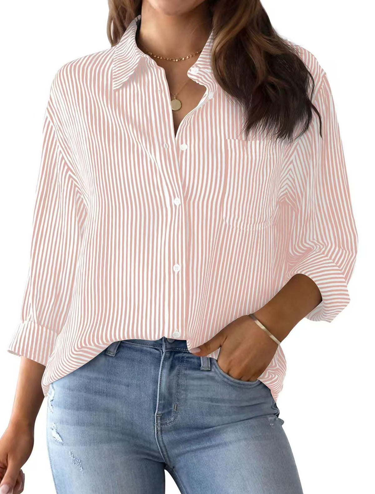 Printed striped cardigan casual long-sleeved shirt | Lindgren Studio