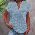 Summer Simple Casual Solid Color V-neck Short Sleeve Shirt | Lindgren Studio