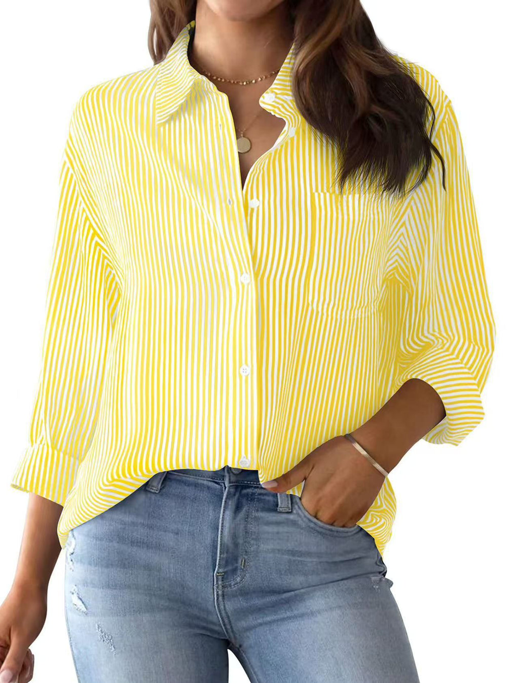 Printed striped cardigan casual long-sleeved shirt | Lindgren Studio