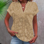 Summer Simple Casual Solid Color V-neck Short Sleeve Shirt | Lindgren Studio