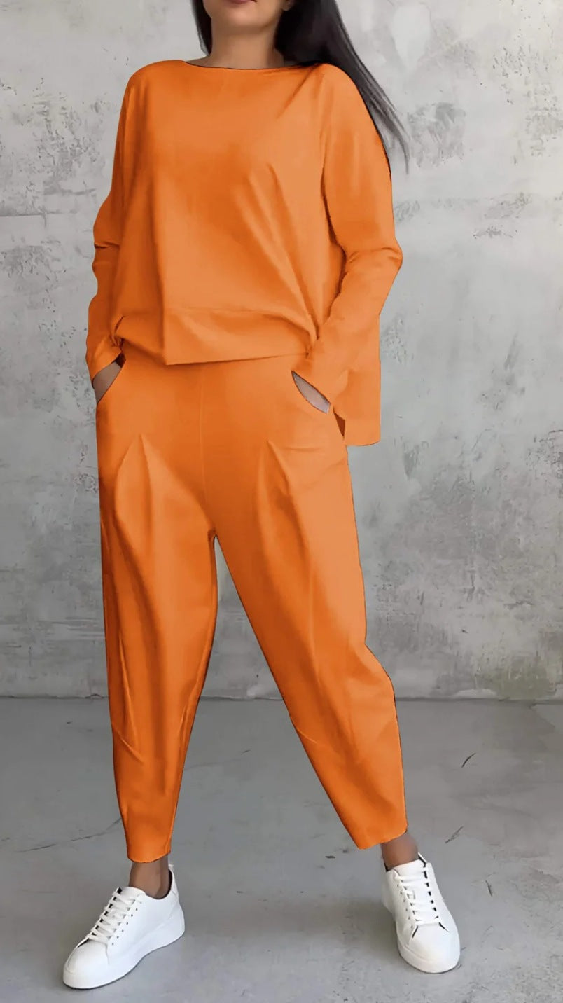 Solid color crew neck long-sleeved suit | Lindgren Studio