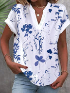 Summer Simple Casual Solid Color V-neck Short Sleeve Shirt | Lindgren Studio