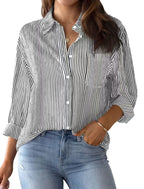 Printed striped cardigan casual long-sleeved shirt | Lindgren Studio