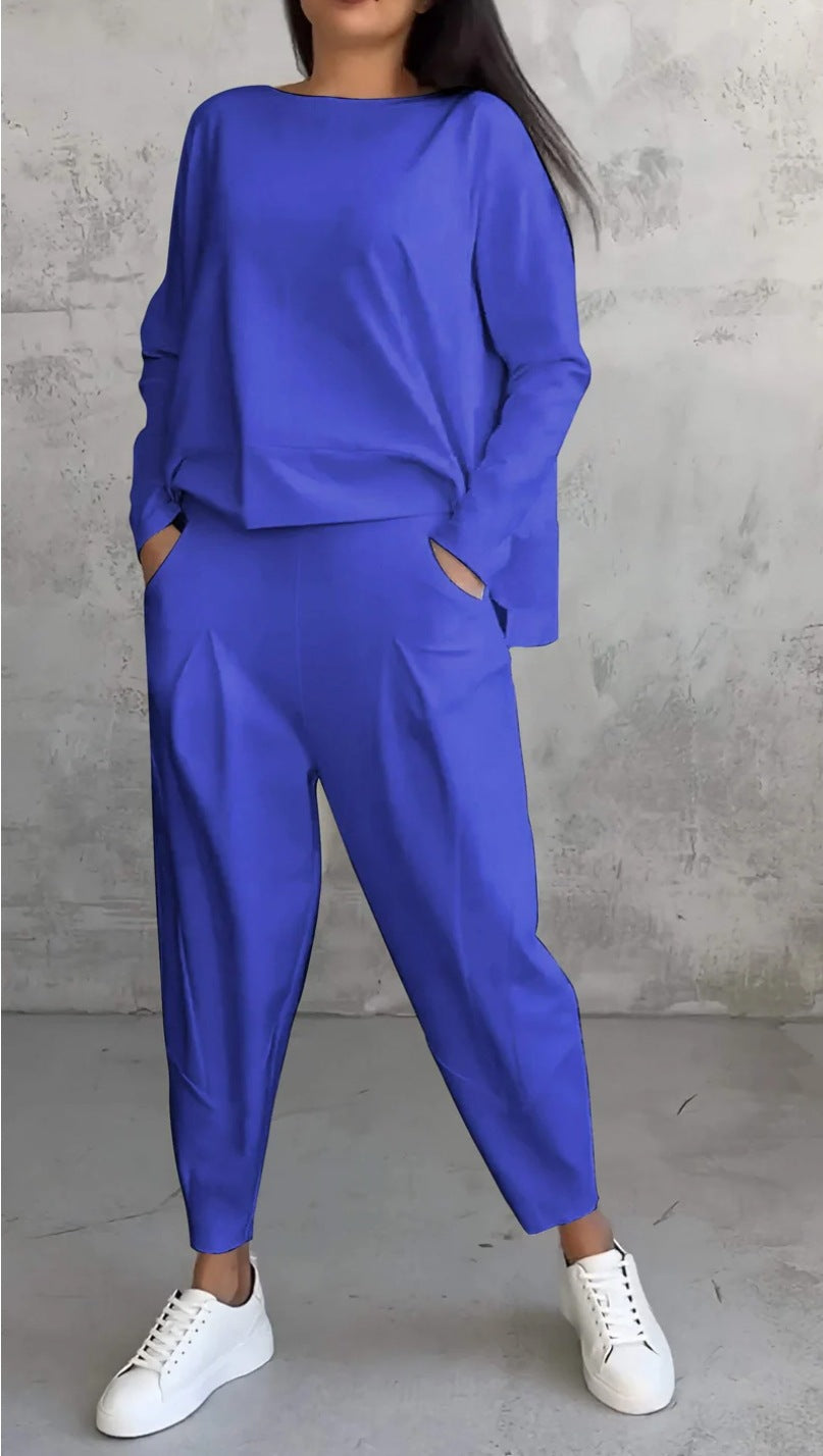 Solid color crew neck long-sleeved suit | Lindgren Studio