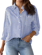 Printed striped cardigan casual long-sleeved shirt | Lindgren Studio