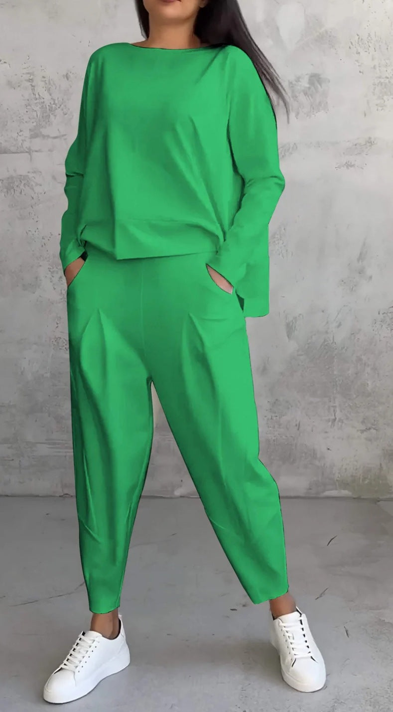 Solid color crew neck long-sleeved suit | Lindgren Studio