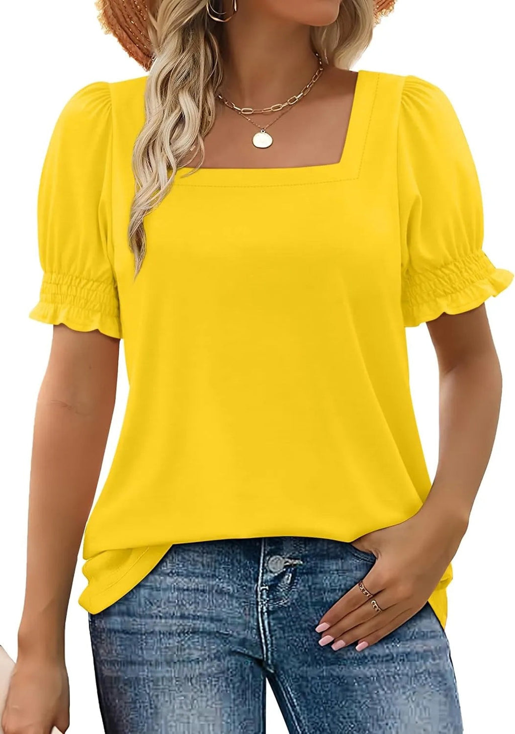 New summer fashion simple U-neck petal sleeve loose T-shirt | Lindgren Studio