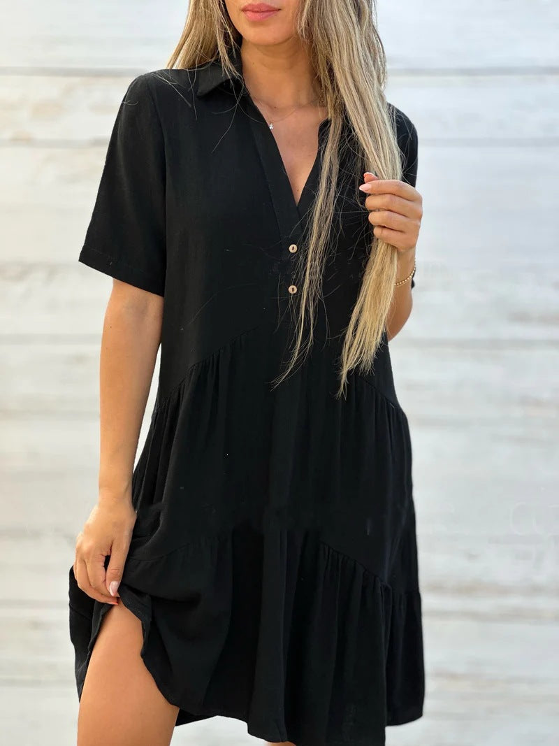 Casual short-sleeved cotton and linen dress | Lindgren Studio