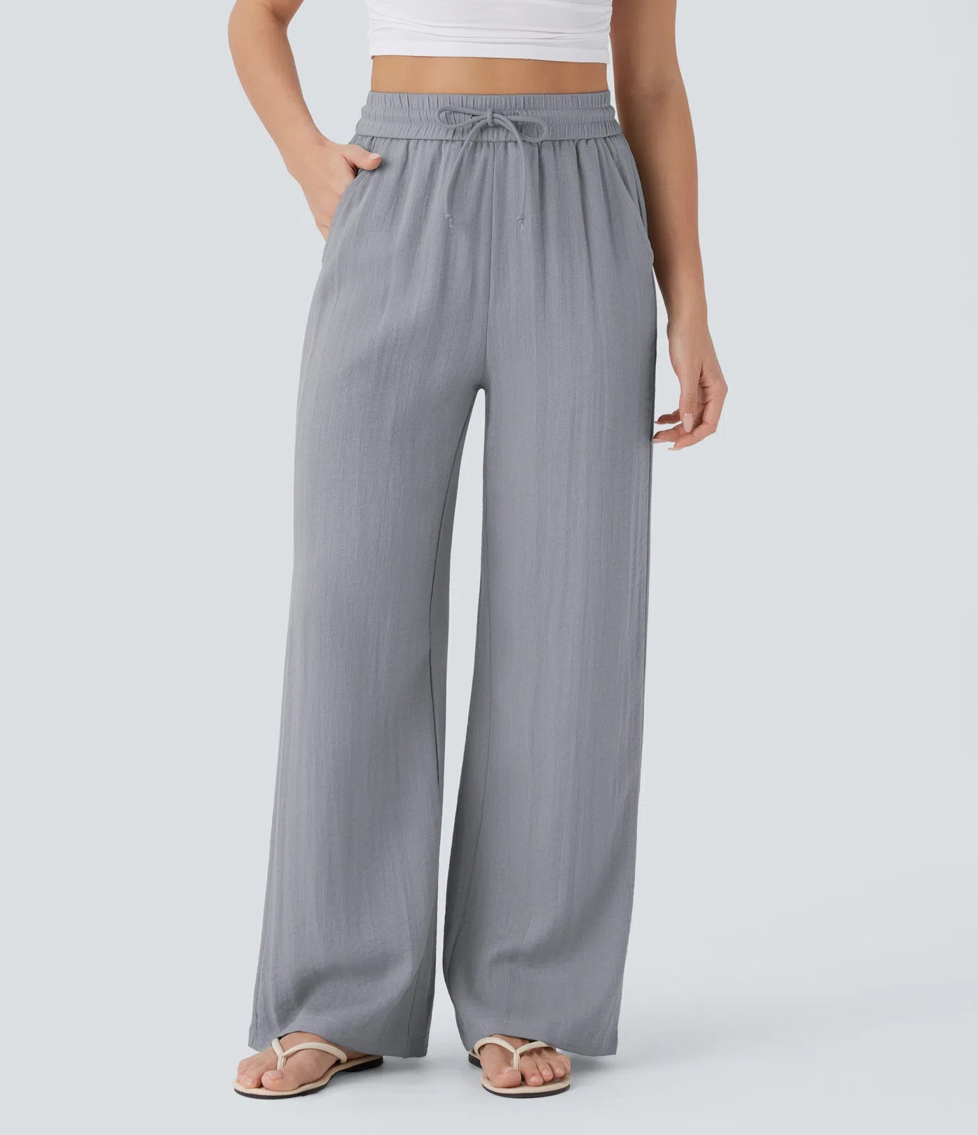 Drawstring side pocket casual linen trousers | Lindgren Studio