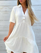 Casual short-sleeved cotton and linen dress | Lindgren Studio